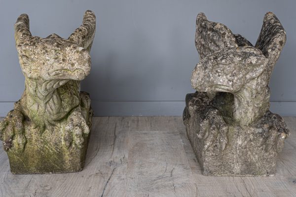 antique garden pair of stone serpents