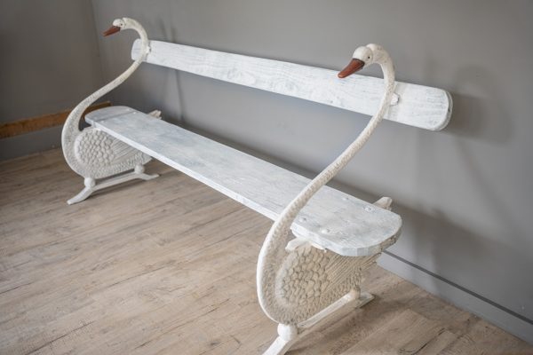 antique garden swan bench