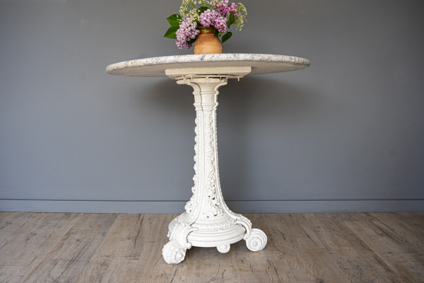 antique interior design table with marble top