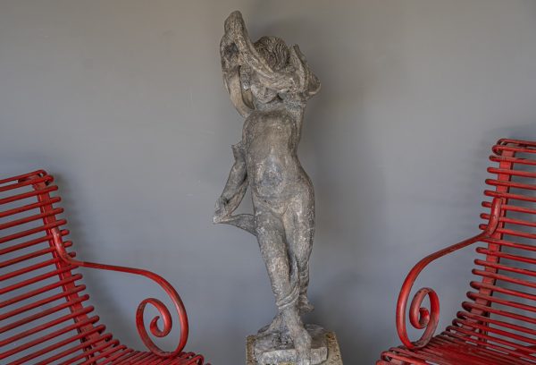 antique lead garden cherub statue