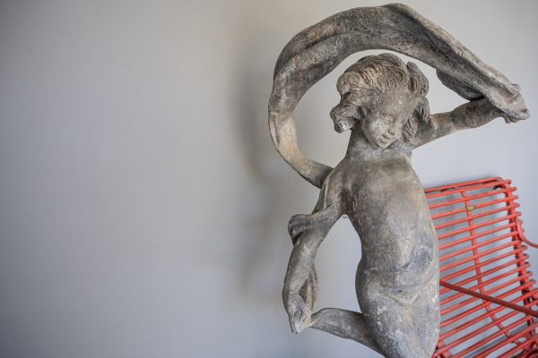 dancing cherub lead garden antique statue