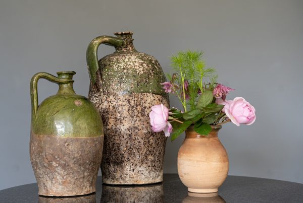 green glazed antique pottery from France