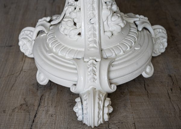 heavy cast iron legged marble topped interior antique table
