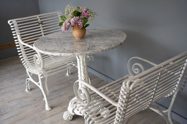 pair of antique Arras garden dining chairs