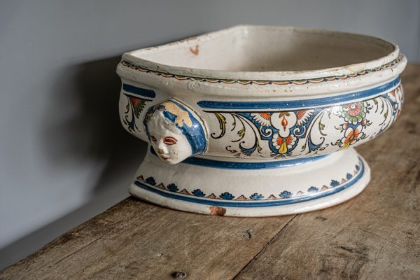 semi circular indoor plant pot from Rouen France 18th Century