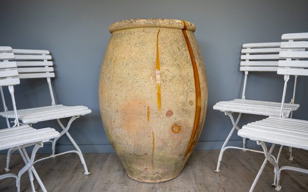 a huge yellow glazed antique French vase