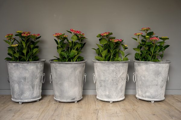 antique effect galvanised garden plant pots