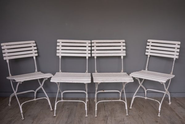 sturdy set of four white garden folding chairs