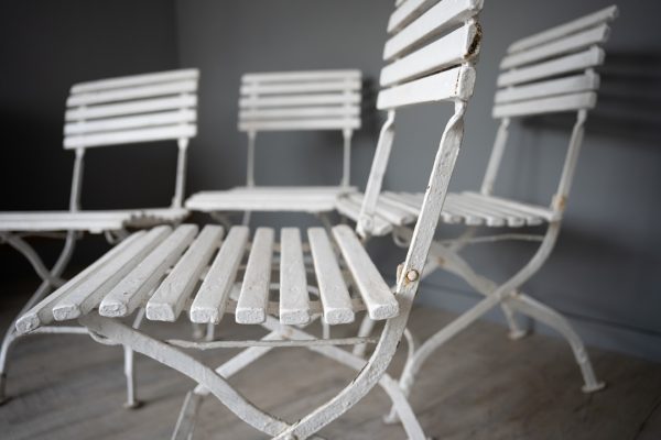 vintage garden folding white wooden chairs for sale