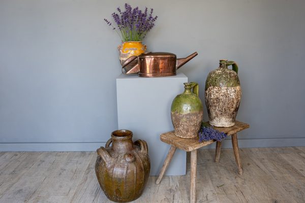 antique French pottery and arrosoir watering can