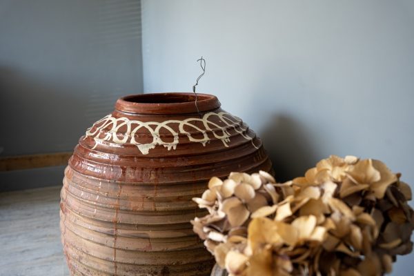 antique Turkish large pottery or vase in brown