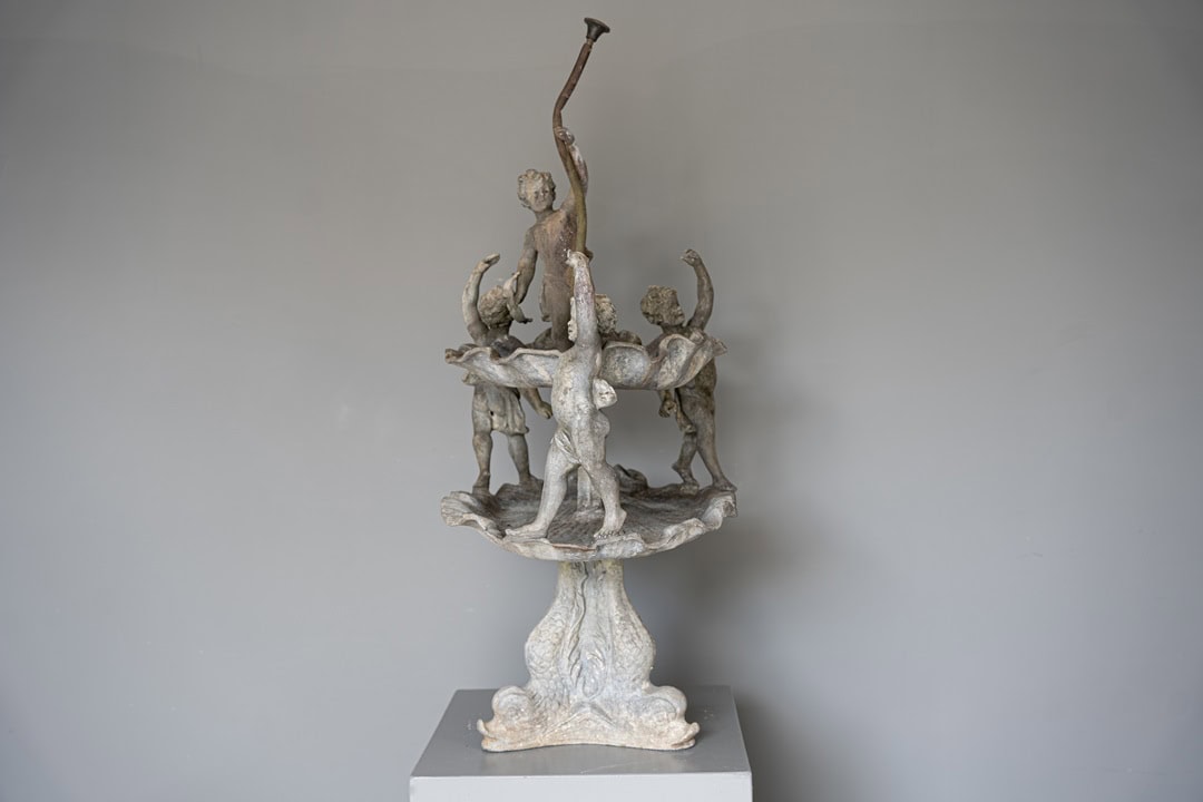 antique lead garden fountain statue
