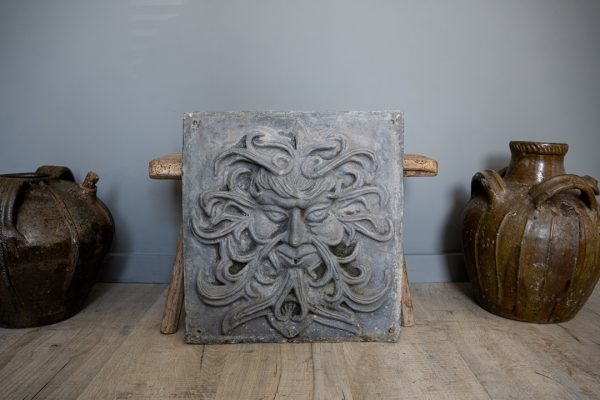 antique lead garden mask