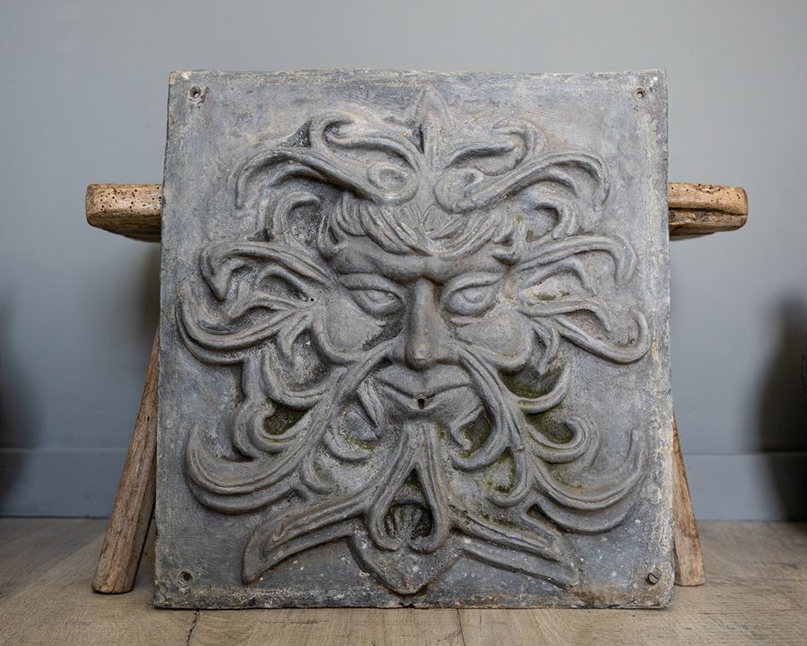 decorative antique garden antique lead wall face mask as a fountain