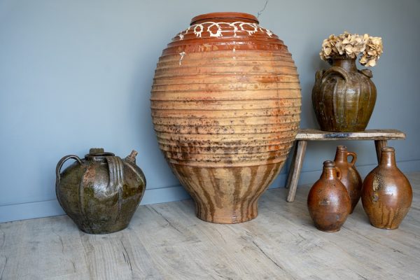 large antique decorative terracotta pot or vase