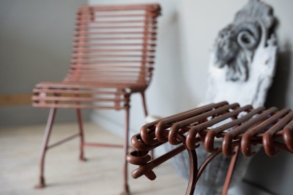 pair of antique garden French dining chairs from Arras France
