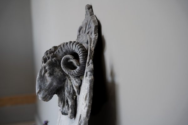 rams head lead wall fountain for the patio