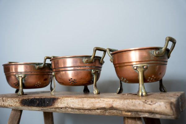 Trio of Vintage Copper Colanders - Image 11
