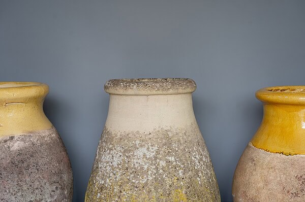 yellow glazed large antique pots for sale