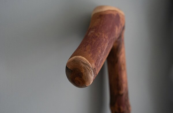 detail on a wooden walking stick
