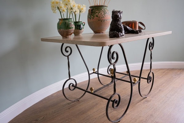 a marble topped antique patisserie table
