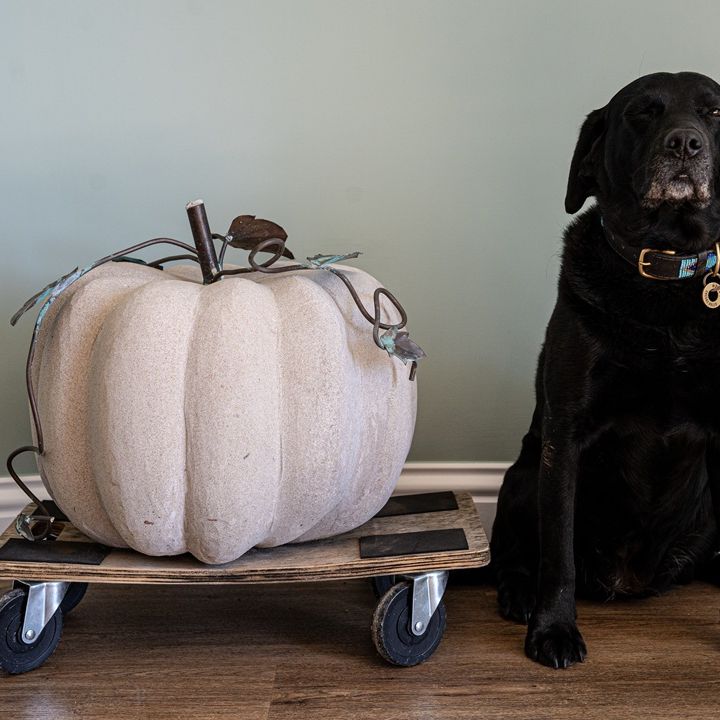 hand carved solid stone garden decorative pumpkin