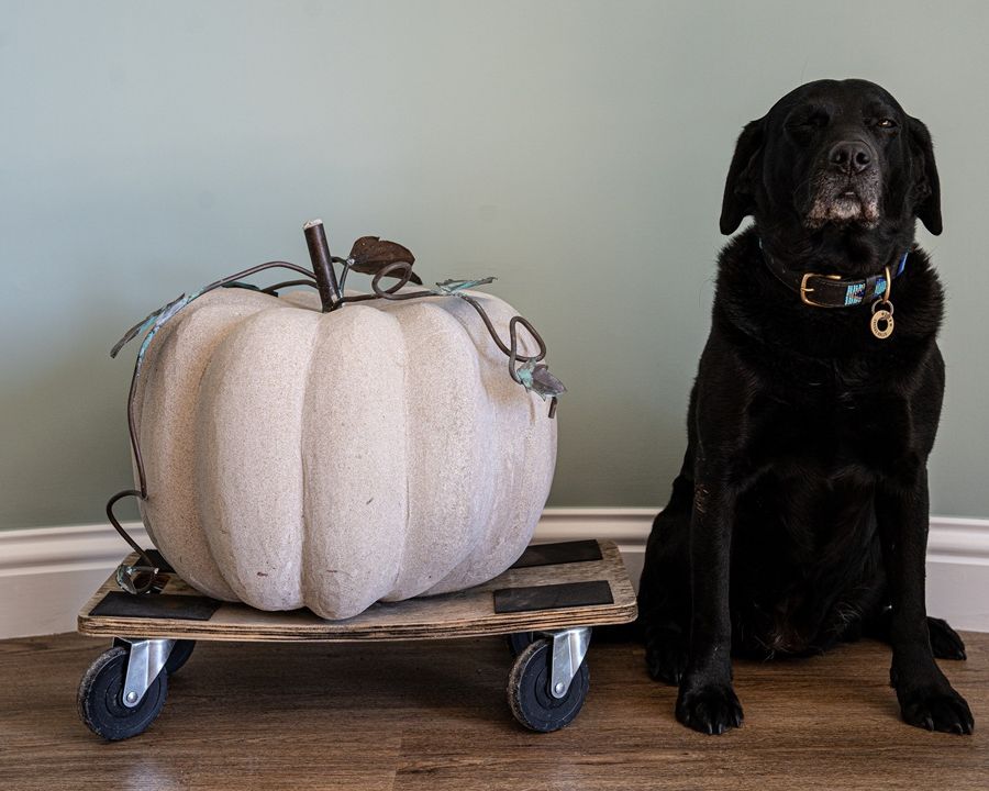 hand carved solid stone garden decorative pumpkin