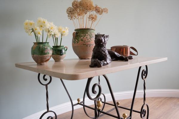 marble topped antique patisserie table