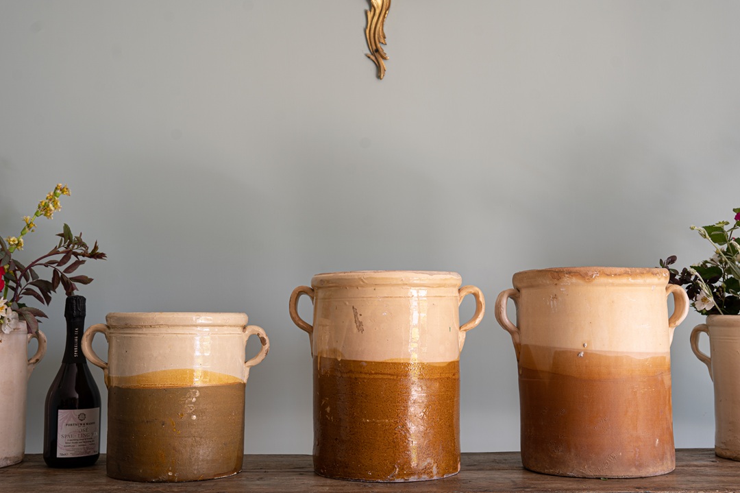 cream coloured antique pots from Puglia Italy