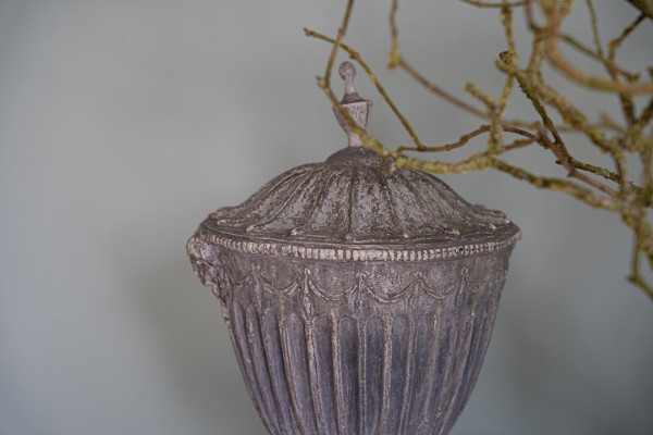 antique pair of lead garden urns
