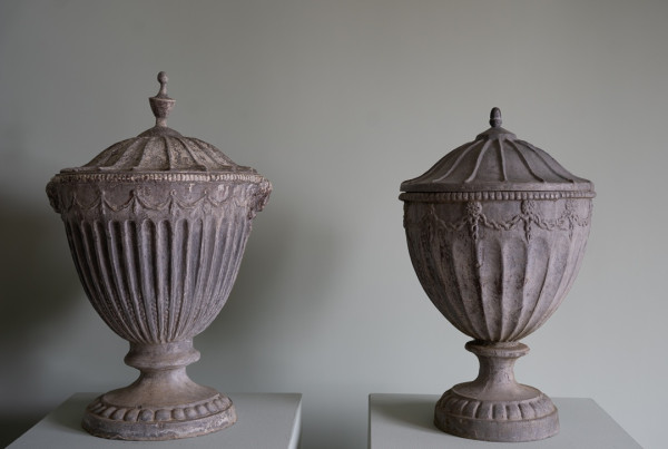 antique weathered garden lead urn planters for sale