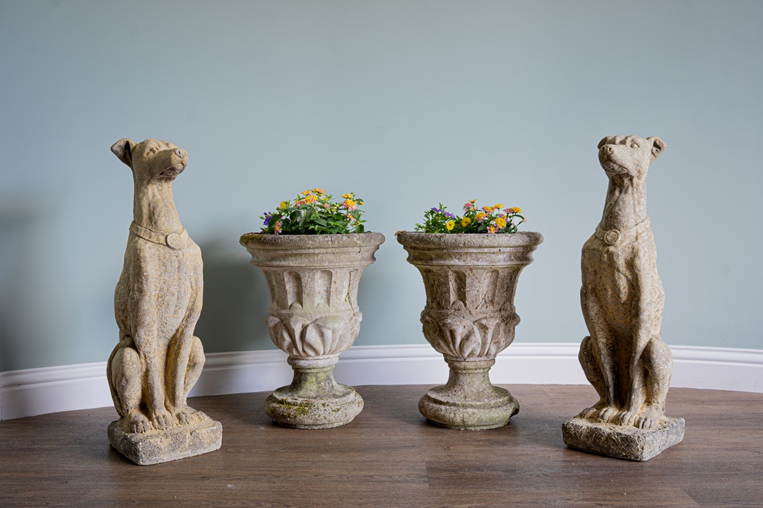 decorative garden pair of dog statues