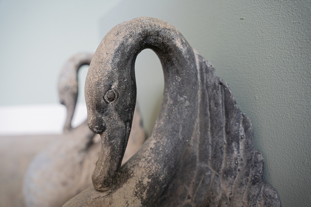 ornamental garden lead swans