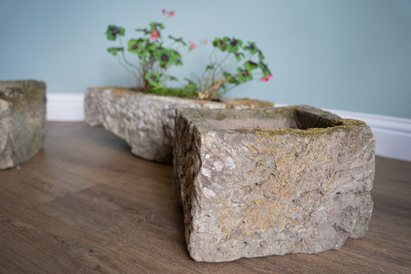 small stone antique garden planters