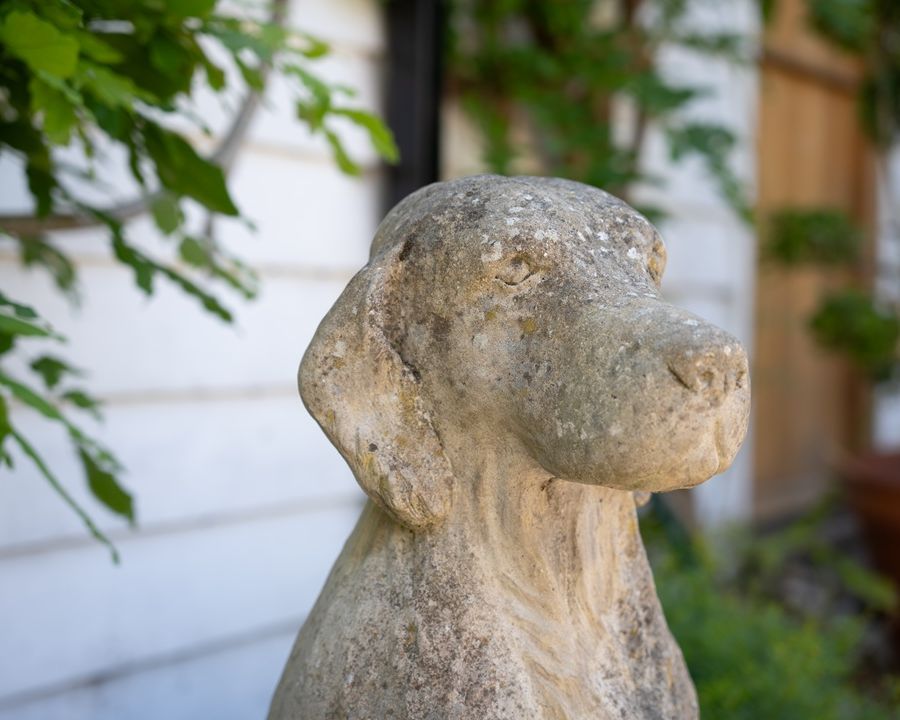 vintage dog statue for the garden
