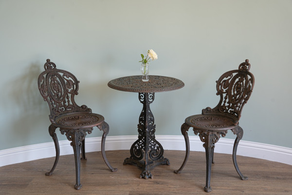 antique Coalbrookdale style garden table and chairs