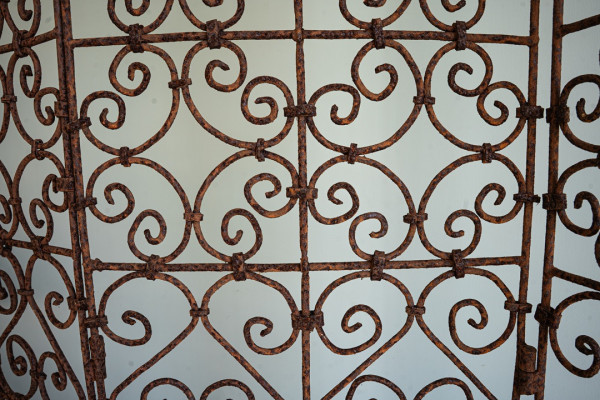 antique iron garden folding screen