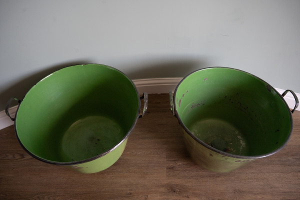 galvanised enamel vintage garden planters for sale