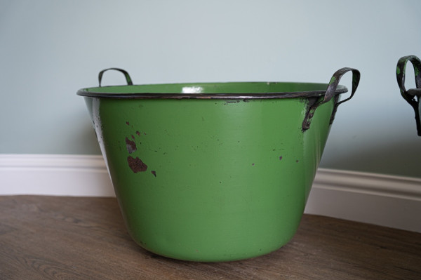 galvanised vintage enamel garden planters