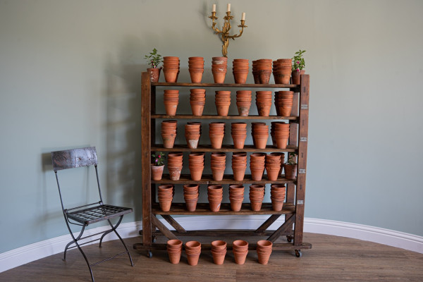 large selection of terracotta planting pots for the garden