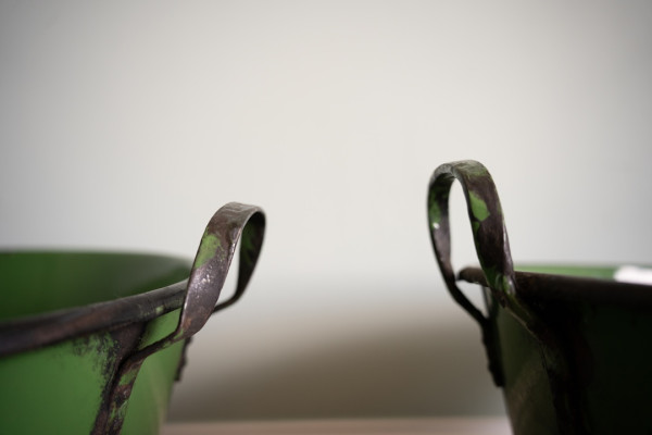 vintage galvanised pots