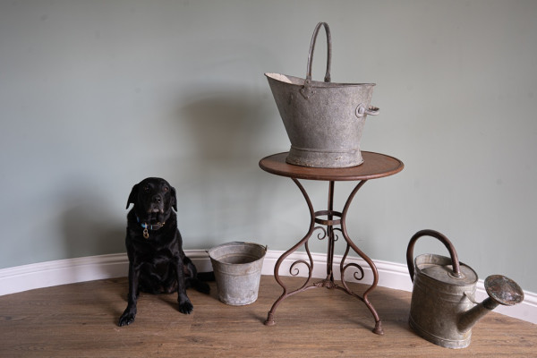 vintage galvanised pots
