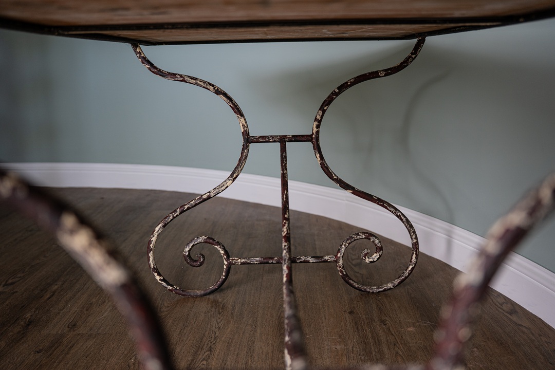 iron base marble topped antique garden dining table