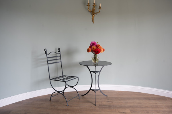 restored garden bistro table in grey