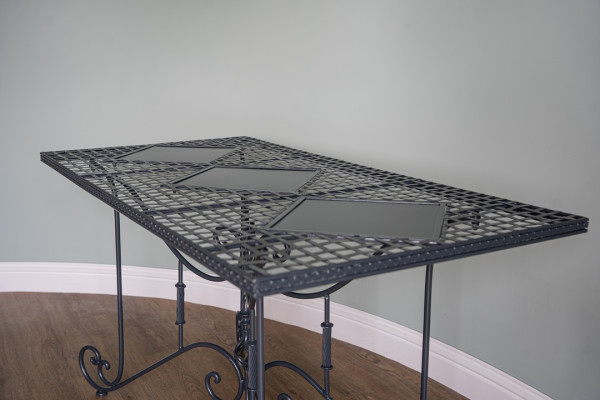 restored iron table for the garden