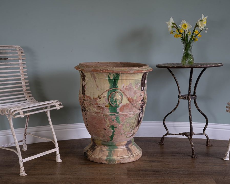 an antique French Anduze vase floor standing
