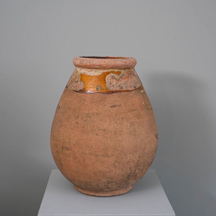 petite terracotta partially glazed antique Biot from France