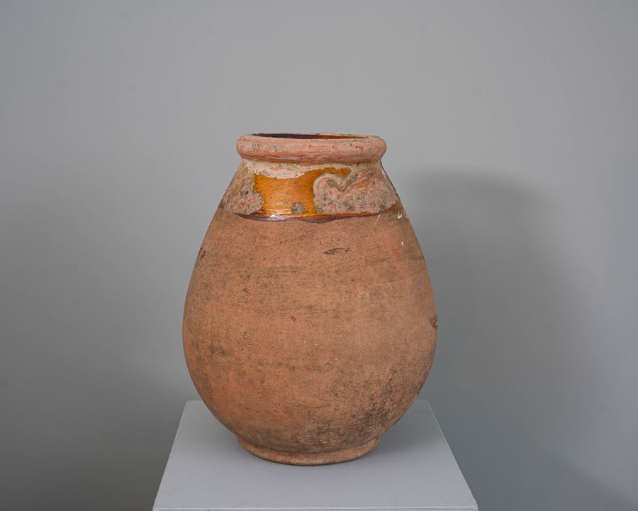 petite terracotta partially glazed antique Biot from France