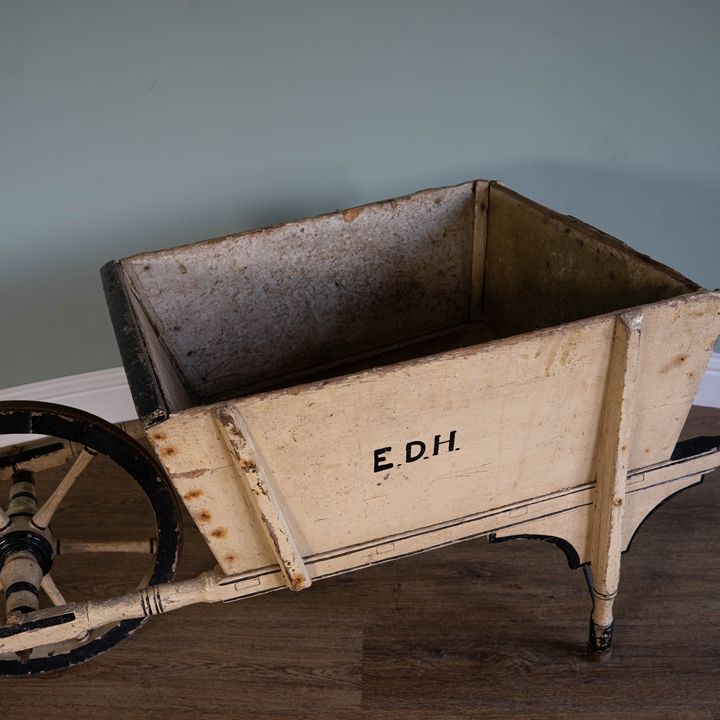 19th century painted wooden wheelbarrow