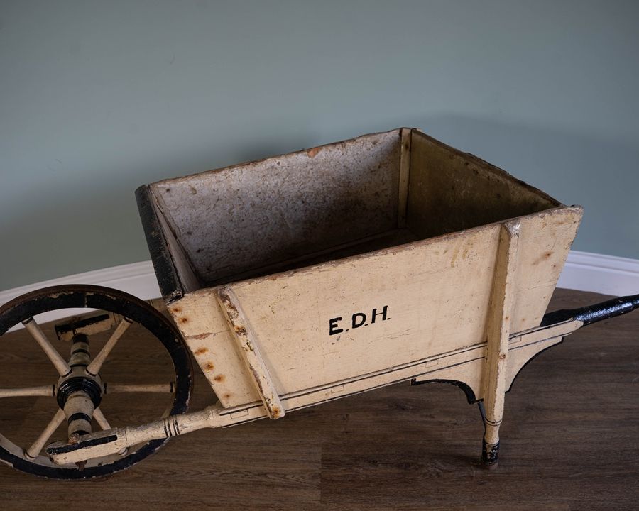 19th century painted wooden wheelbarrow